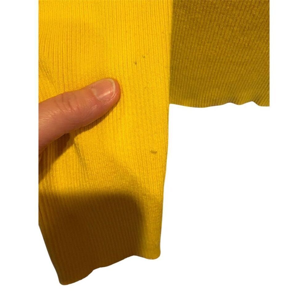 Lauren Ralph Lauren Women's Yellow Ribbed Crewneck Sweater L Gold Buttons - Picture 4 of 10